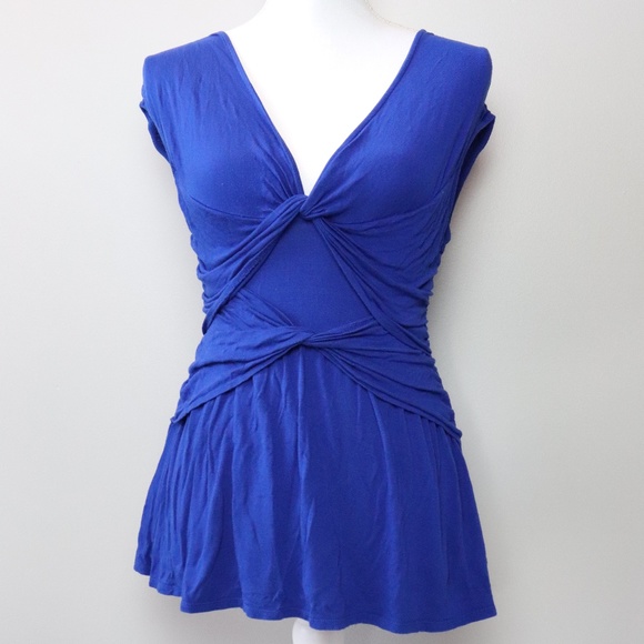 Anthropologie Tops - Ric Rac Anthro Blue V-Neck Short Sleeve Blouse